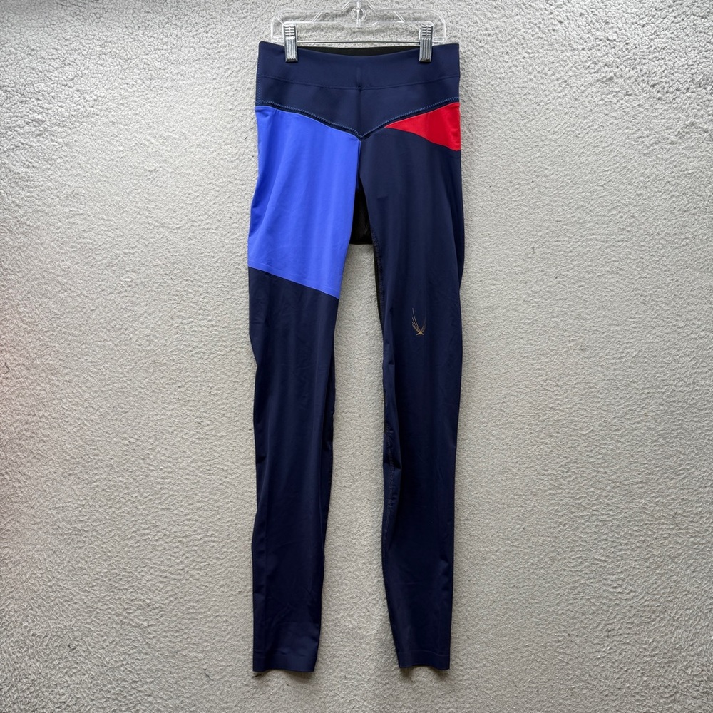 Lucas Hugh Rio Leggings Colorblock in Midnight Blue Red Pull On Stretch Size XS